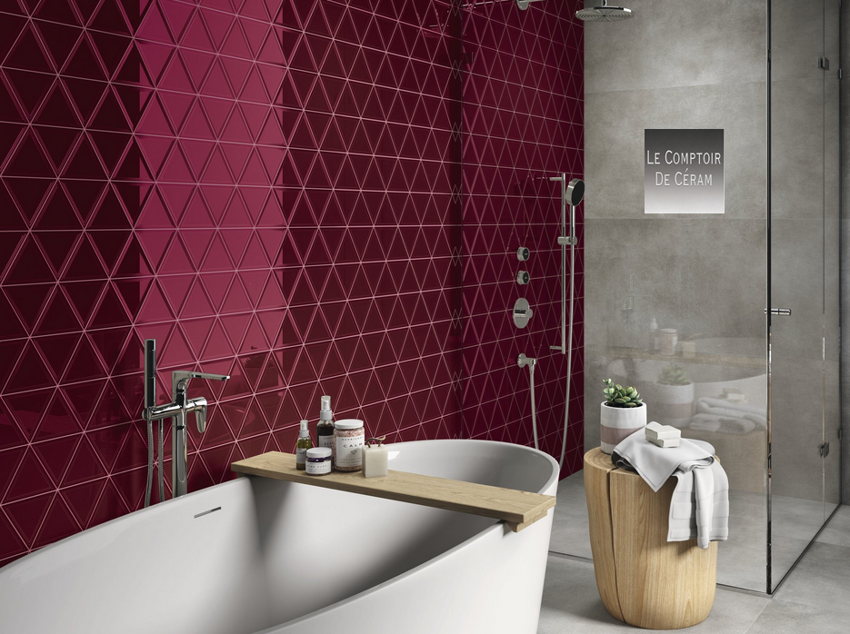 FAIENCE TRIANGLE CERISE MAUVE VIOLET CHIC HAUTS DE SEINE 92