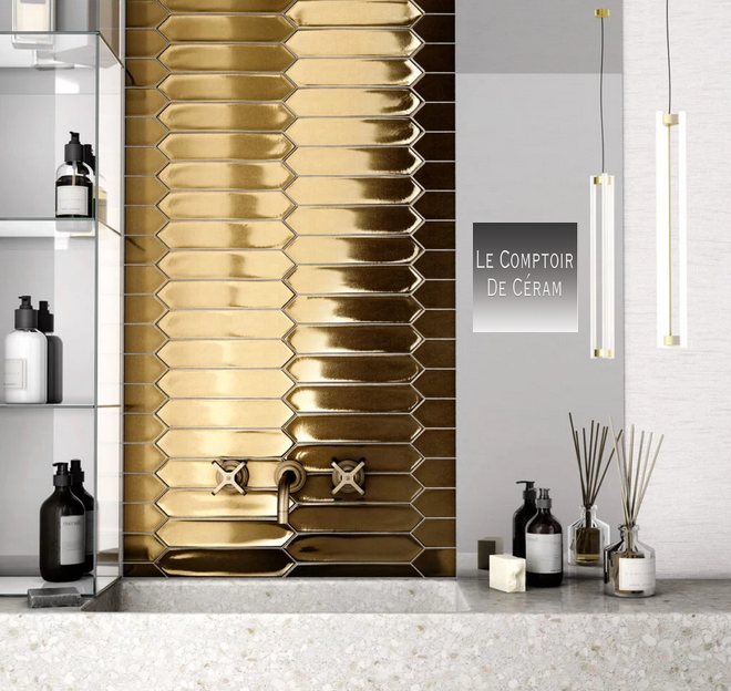 faience murale or 5 x 25 cm nice 06