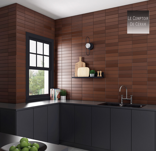 faience murale marron rectangulaire 7.5 x 15 cm et 7.5 x 30 cm dijon 21