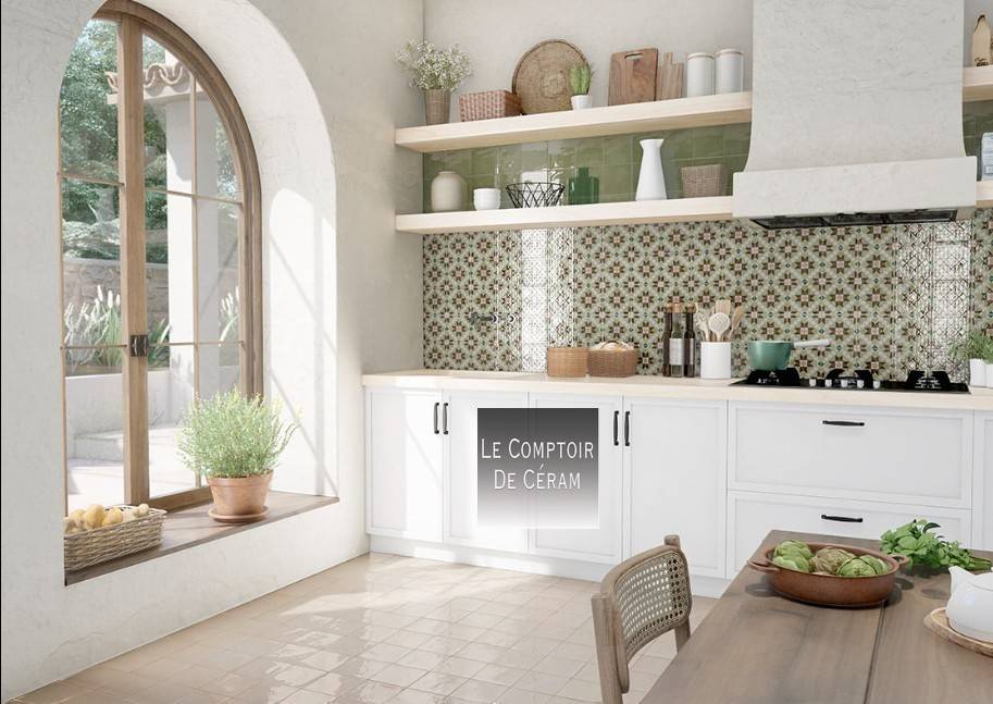 carrelage mural marocain brillant à motifs pour crédence de cuisine Reims 51