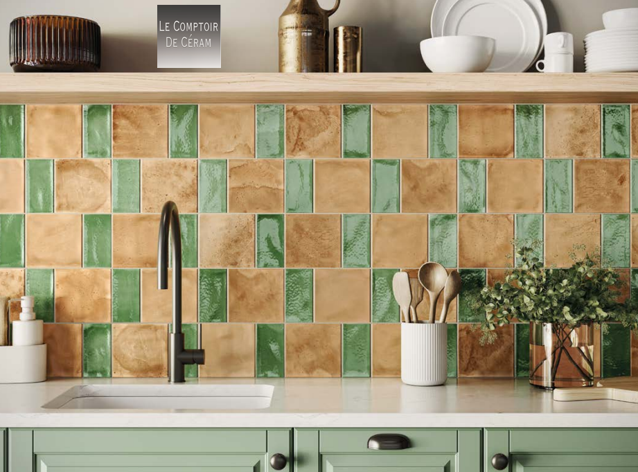 faïence terracotta et vert 15 x 45 cm Toulouse 31