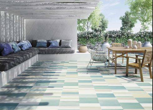 CARRELAGE SOL TERRASSE BLEU RESTAURANT DESIGN BORDEAUX 33