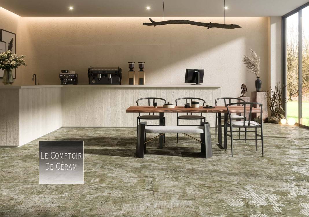 carrelage aspect textile grand format gris 2026 paris 75