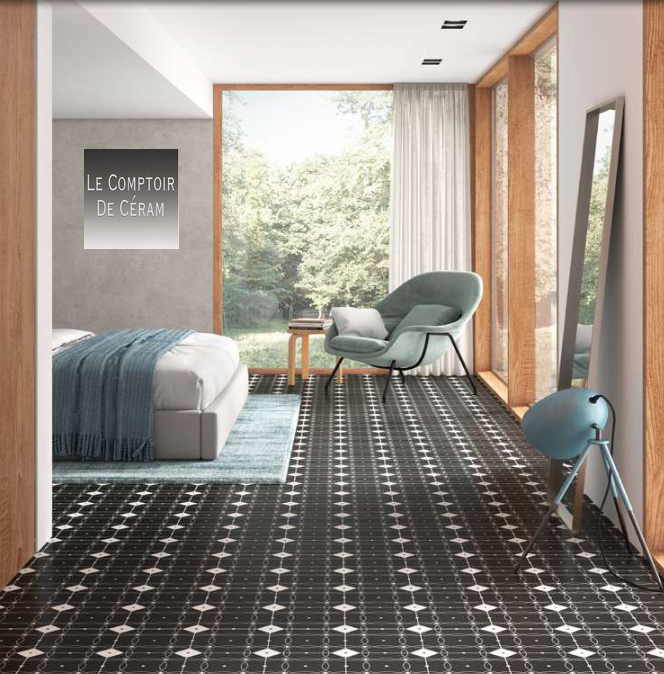 carrelage sol noir cabochon design rennes 35