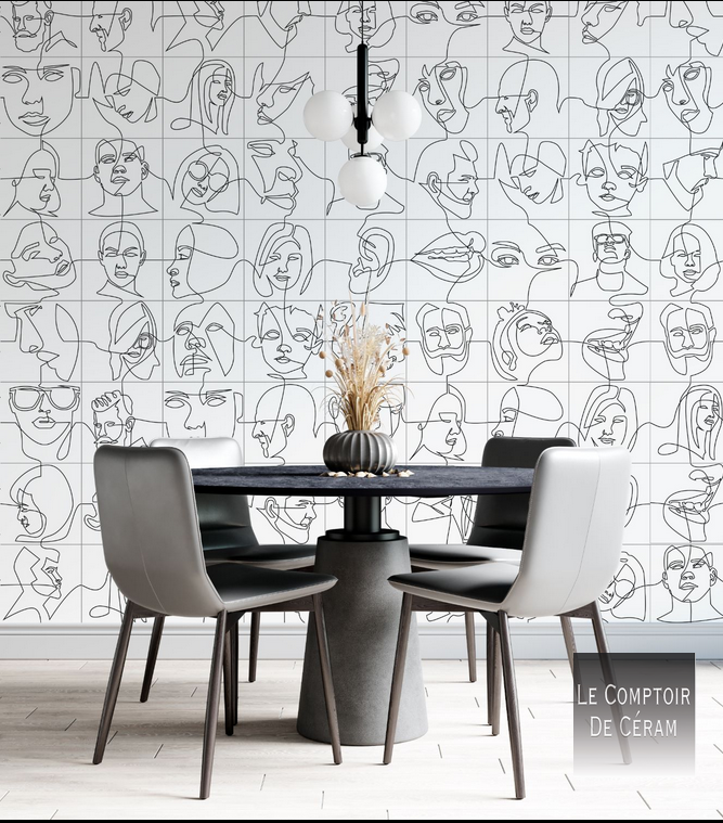 carrelage gres cérame aux motifs face line design paris 75