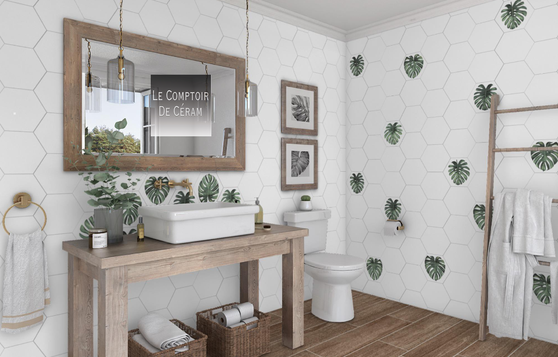 CARRELAGE HEXAGONAL FEUILLE PALMIER MONTPELLIER 34