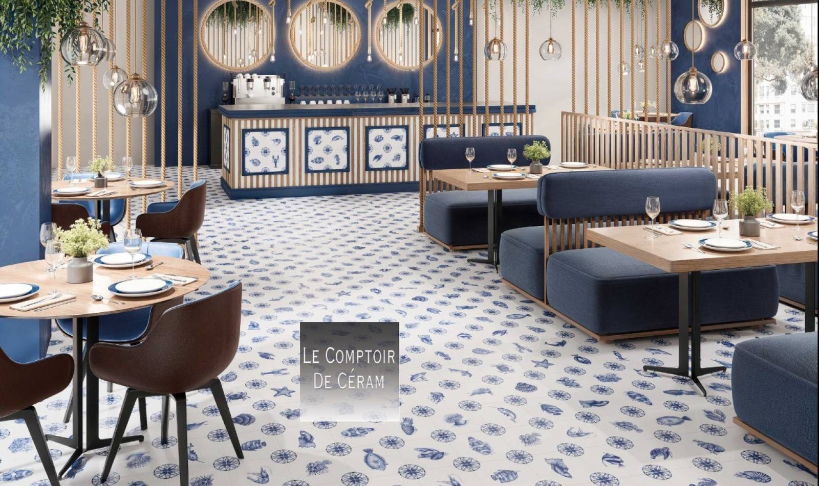 carrelage décors marins  25 x 25 cm paris 75