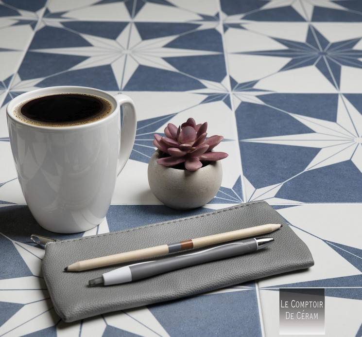 carrelage sol et mur motifs étoile bleu et blanc lille 59