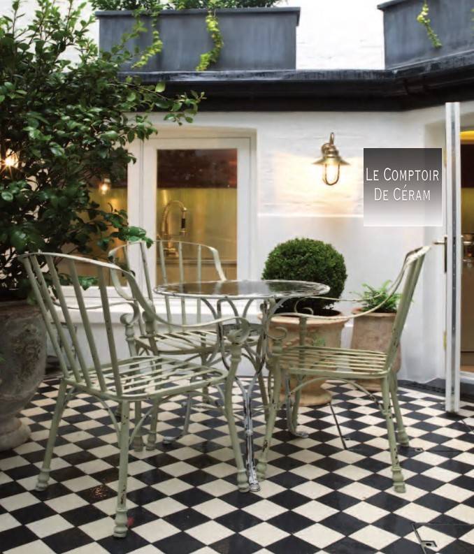 CARRELAGE SOL DAMIER NOIR ET BLANC 20 X 20 CM PARIS 75