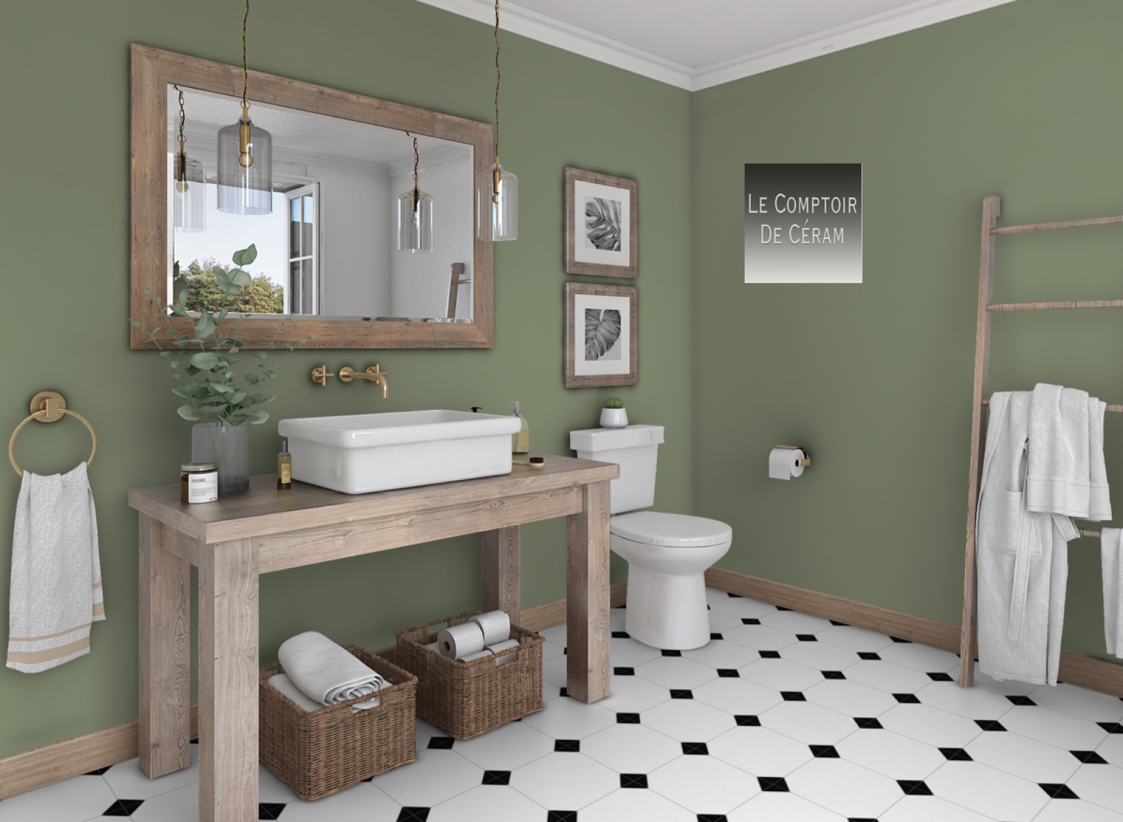 carrelage grès cérame cabochons noir et blanc Nantes 44 