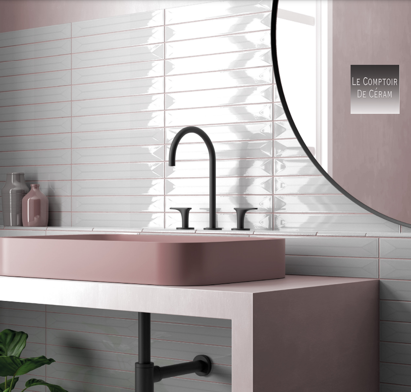 faience pour crédence salle de bains blanc brillant 5 x 40 cm Nantes 44