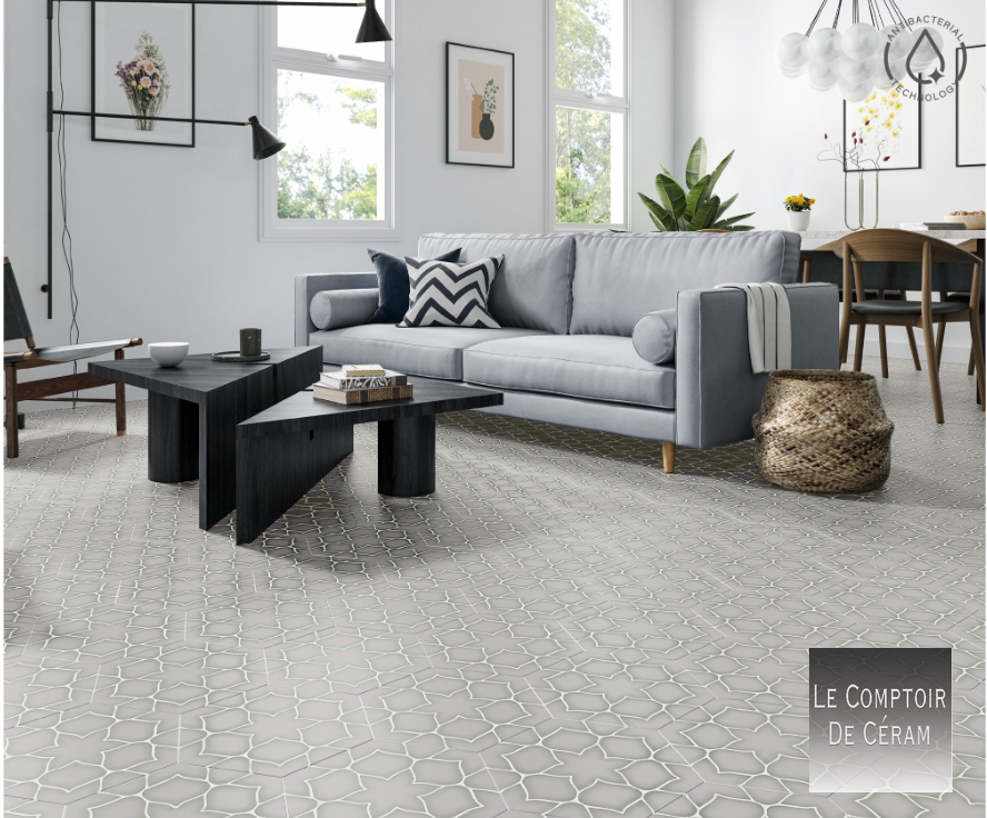 carrelage gres cerame à fleur vintage hexagonal pour interieur et exterieur marseille 13