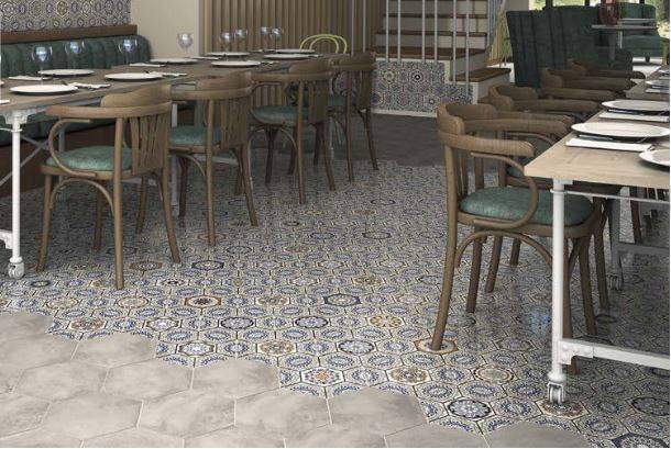CARRELAGE HEXAGONAL CIMENT BLEU BORDEAUX 33