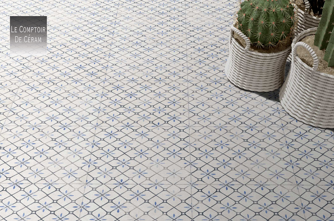 carrelage pour terrasse carreaux de ciment r11 antiderapant motifs fleurs couleurs montpellier 34