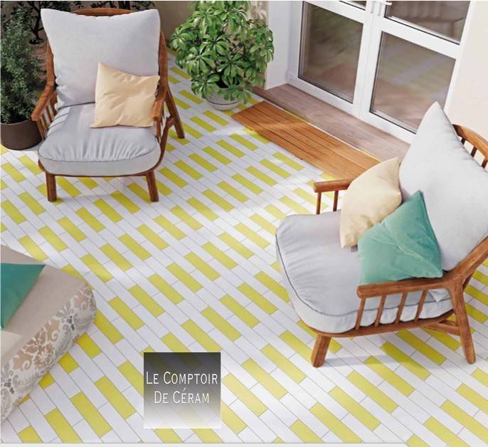 Terrasse colorée jaune et blanc 6 x 25 cm  Toulouse 31