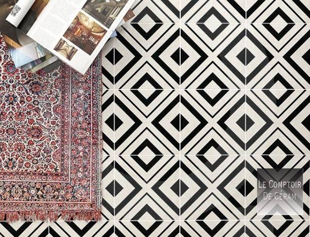 carrelage sol geometrique noir et blanc antidérapant pei 4 Grenoble 38