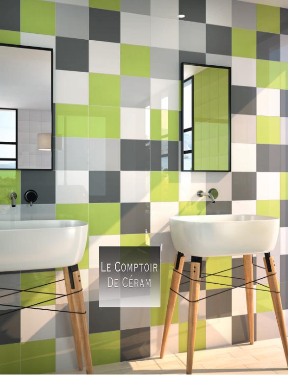 carrelage mural carré format 20 x 20 cm vert blanc gris nimes 31