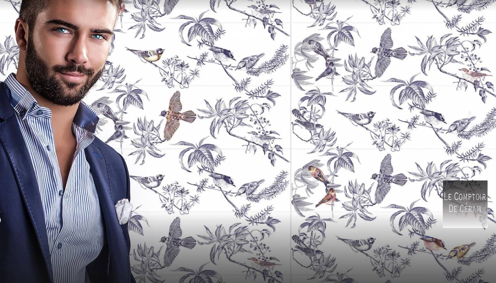 CARRELAGE MURAL TROMPE L OEIL OISEAU NOIR ET BLANC GRAND FORMAT PARIS 75