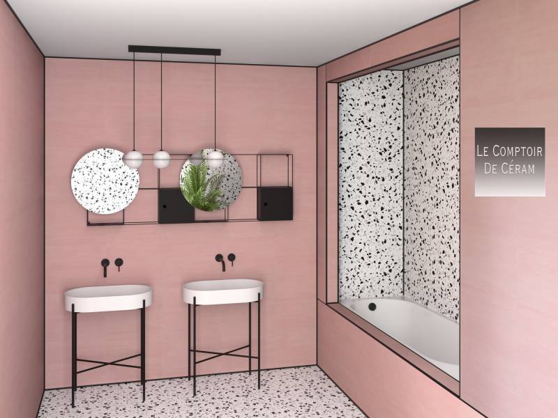 salle de bains rose terrazzo 20 x 20 cm nice 06