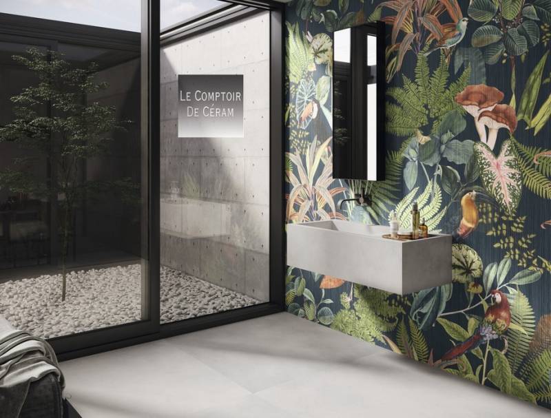 carrelage mural panoramique jungle pour salle de bains design bordeaux 33