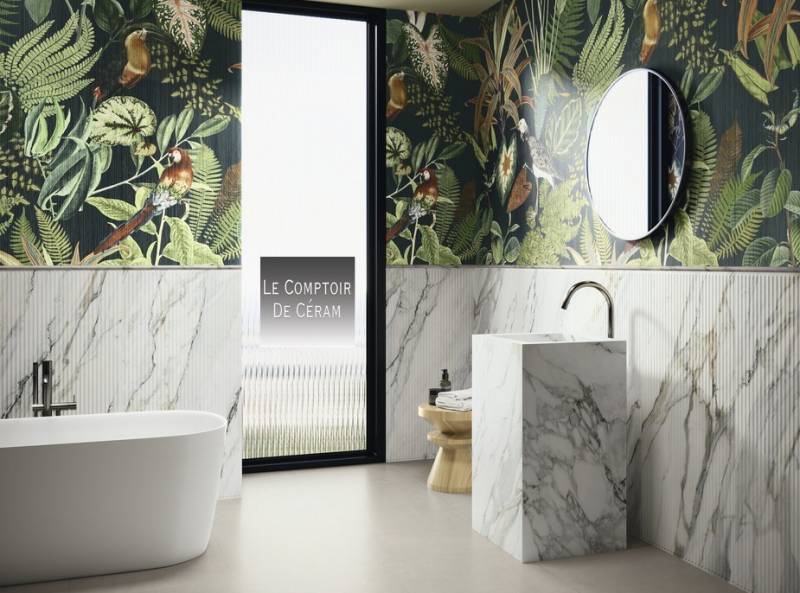 carrelage jungle tropical grand format 120 x 280 cm paris 15 eme