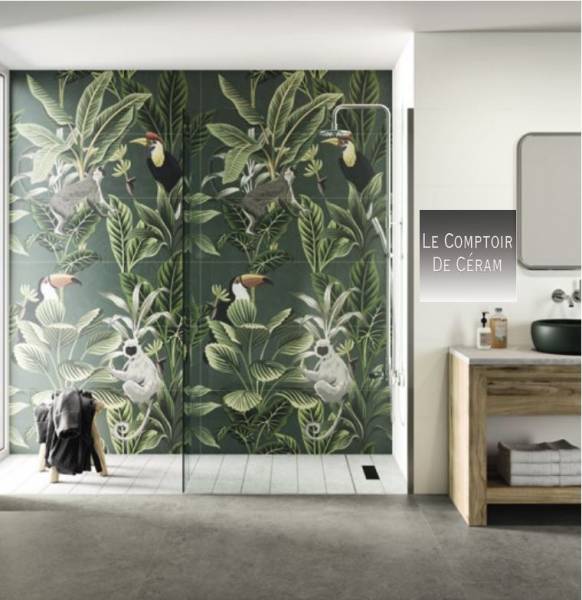 CARRELAGE EFFET JUNGLE 40 X 120 CM VERT PALMIERS BORDEAUX 33