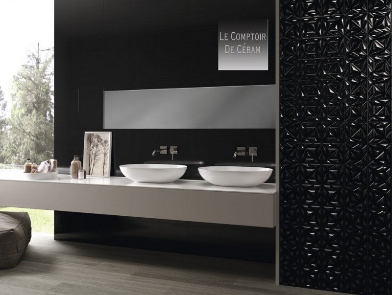FAIENCE MURAL 3D NOIR BRILLANT PAS CHER MONTPELLIER 34