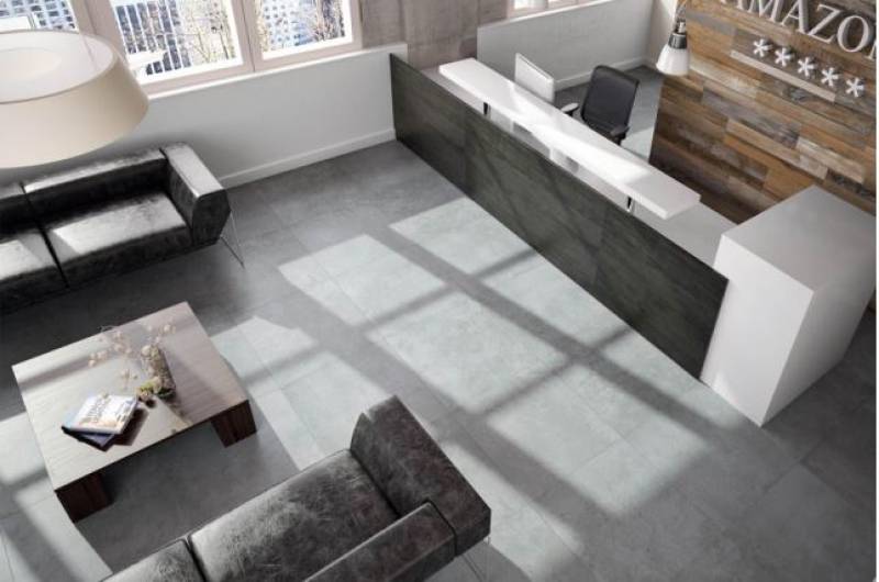 CARRELAGE ASPECT BETON POUR SALON PIECE A VIVRE MONTPELLIER 34