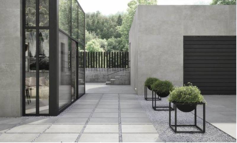 CARRELAGE EXTERIEUR ASPECT BETON GRIS GRAND FORMAT CANNES 06