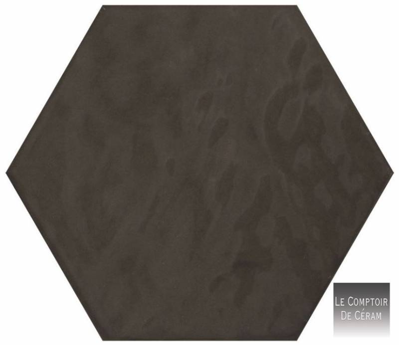 FAIENCE HEXAGONALE NOIRE BRILLANTE BEZIERS 34