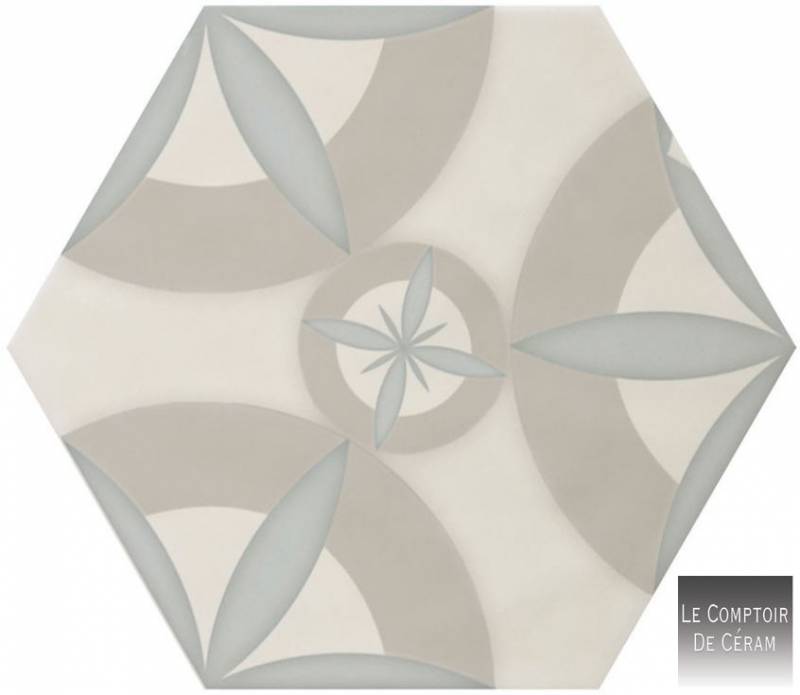 FAIENCE A MOTIF D ANTAN HEXAGONALE BEIGE  HAUT DE SEINE 92