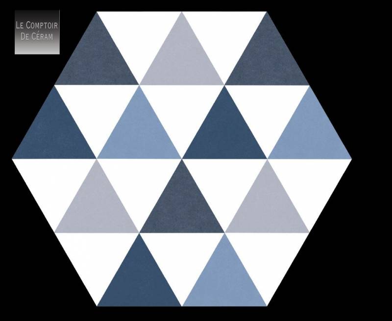 carrelage hexagonal mur et sol graphique bleu gris blanc 22 x 25 cm lille 59