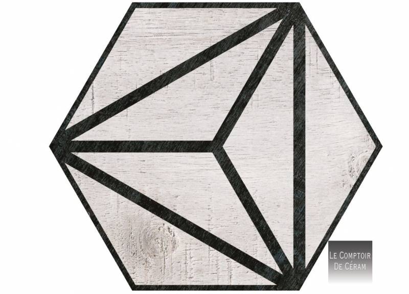 carrelage gris effet bois hexagonal valence 26