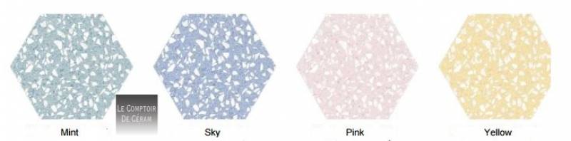 carrelage terrazzo bleu sol et mur Marseille 13