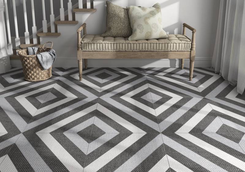 carrelage noir et blanc a effet tissus cannes 06