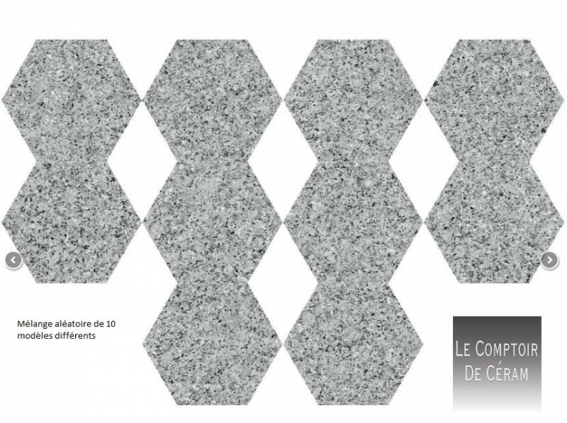Carrelage hexagonal terrazzo granito anti dérapant R11 EXTÉRIEUR ET INTÉRIEUR JACOU EX25