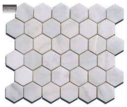 carrelage mini hexagone marbre  blanc 4.8 cm Nice 06