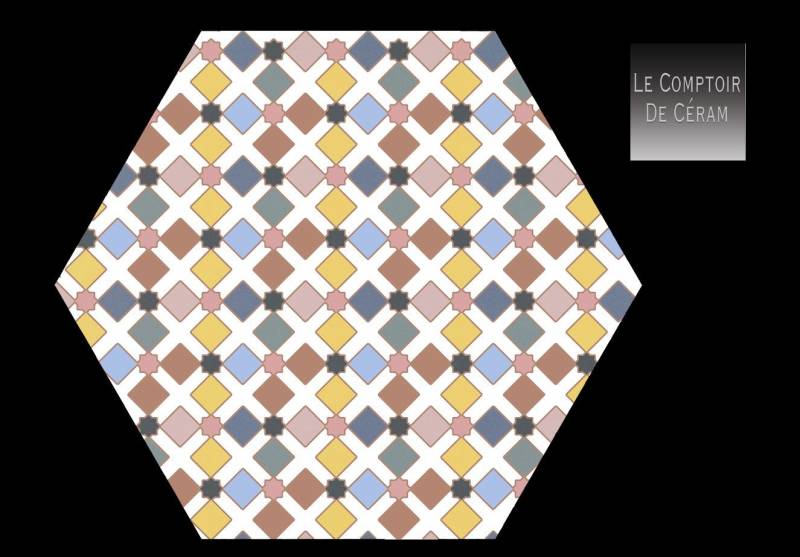 carrelage gres cerame 22 x 25 cm hexagonal a motifs andalous strasbourg 67