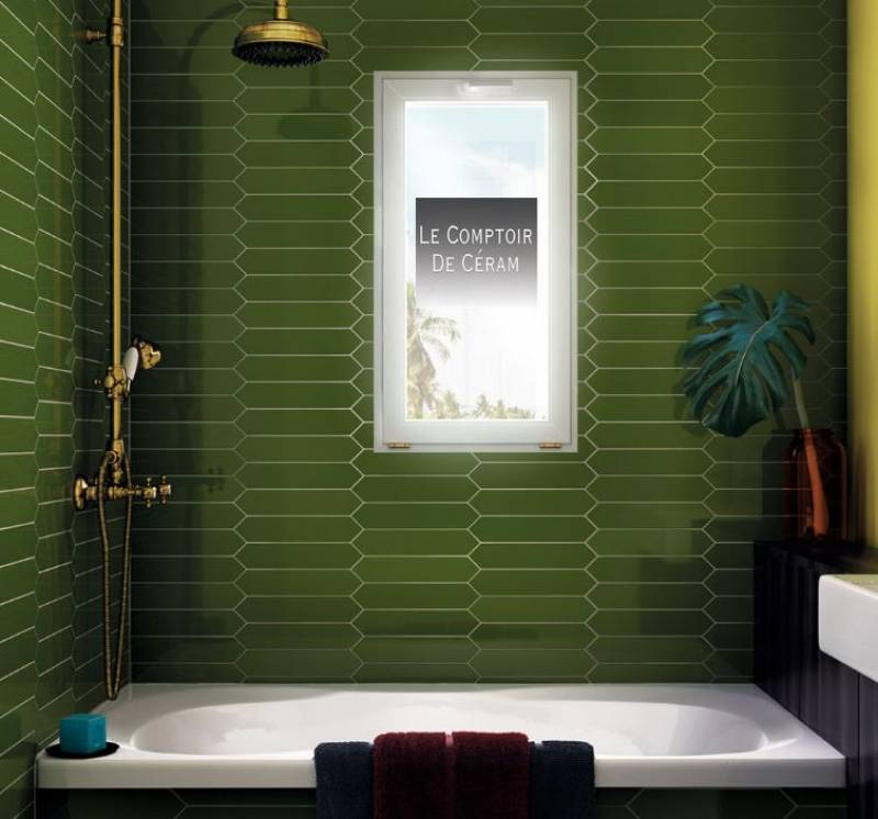 carrelage mural vert olive 5 x 25 cm salle de bains nimes 30