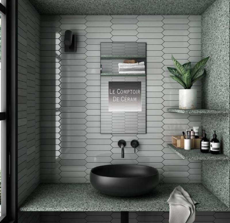carrelage mural gris hexagonal etroit 5 x 25 cm rennes 35