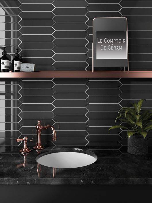 carrelage noir brillant mural 5 x 25 cm beziers 34