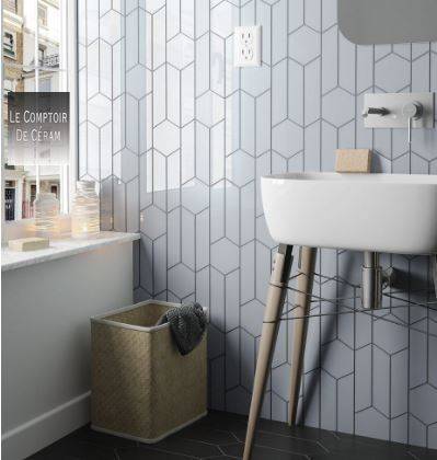 CARRELAGE MUR CHEVRONS DESIGN CREDENCE DE SALLE DE BAINS GRENOBLE 38