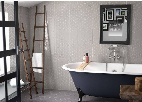 CARRELAGE CHEVRON MUR TAUPE DESIGN AVIGNON 84