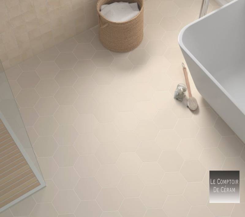carrelage hexagonal sol uni beige mat Dijon 21