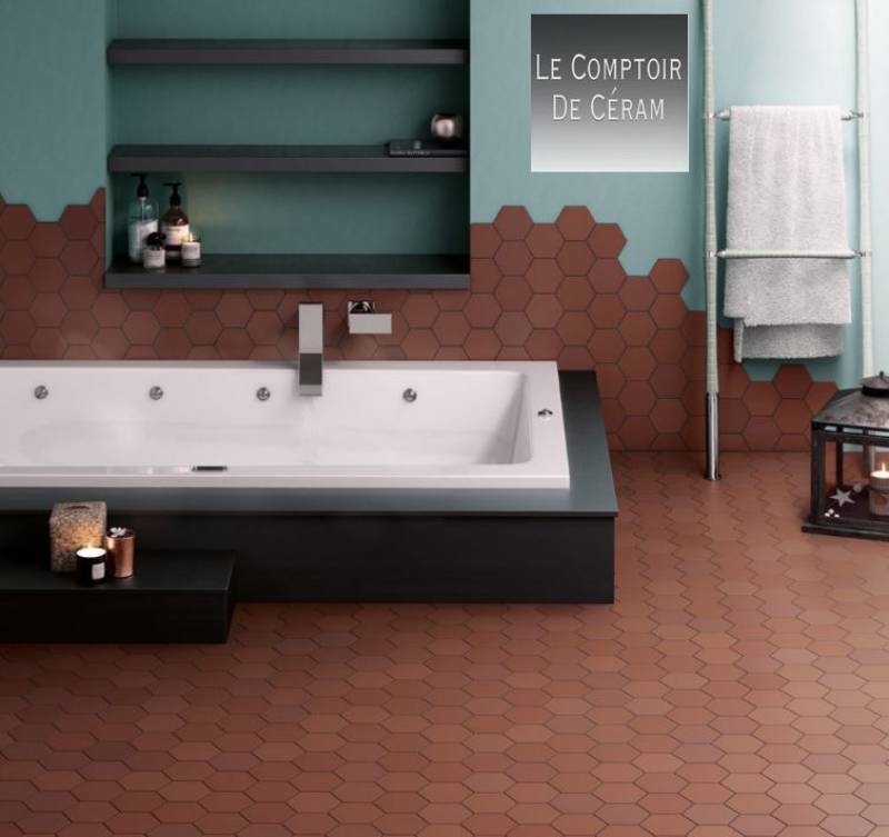 CARRELAGE HEXAGONAL 11 X 10 CM MARRON SOL ET MUR RENNES 35