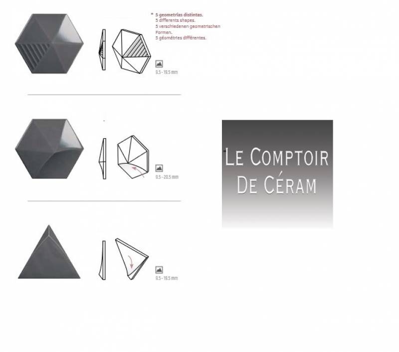 FAIENCE HEXAGONALE A RELEF 3D NOIR OR BLANC HAUT DE SEINE 92