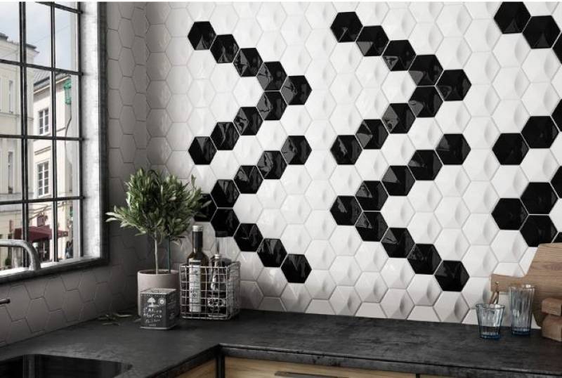 CARRELAGE HEXAGONAL 3D NOIR ET BLANC BORDEAUX 33