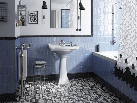 CARRELAGE MUR RECTANGULAIRE BLEU CIEL LYON 69