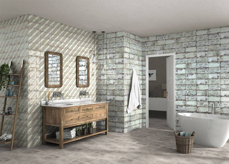 carrelage mural salle de bain retro vert et blanc bourgoin jallieu 38