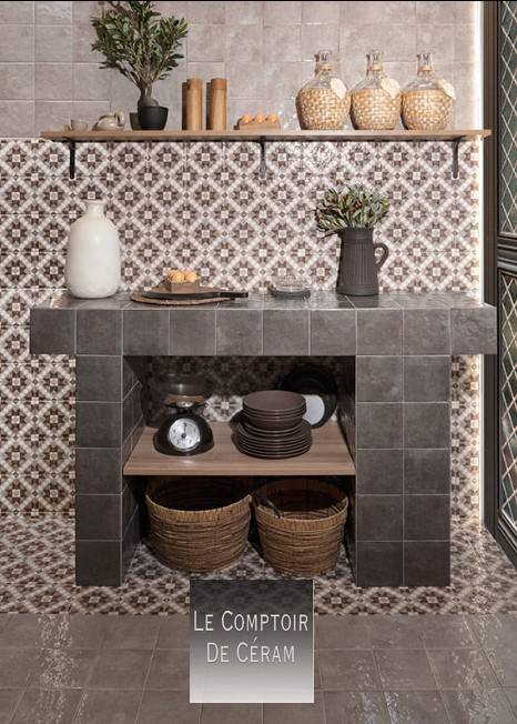 credence cuisine carrelage 15 x 15 cm style marocain brillant Angers 49